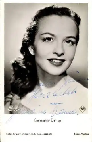 Ak Schauspielerin Germaine Damar, Portrait, Autogramm, Tanzende Sterne