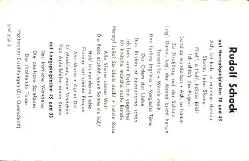 Ak Opernsänger Rudolf Schock, Portrait, Autogramm