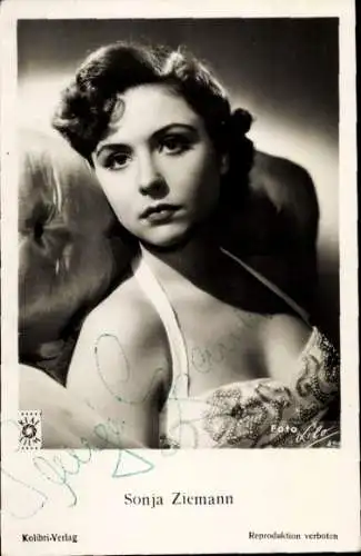 Ak Schauspielerin Sonja Ziemann, Portrait, Autogramm
