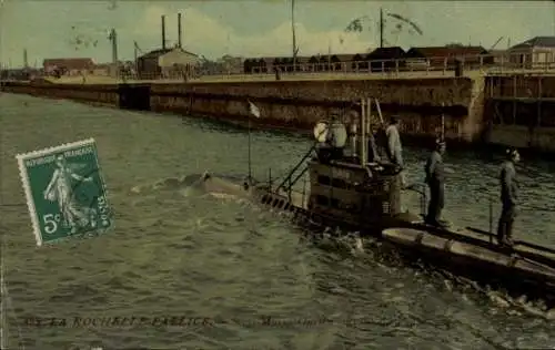 Ak La Pallice Rochelle Charente Maritime, Sous Marin, Französisches U-Boot