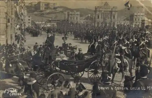 Foto Ak Genova Genua Liguria, Besuch des Königspaares, Kutsche