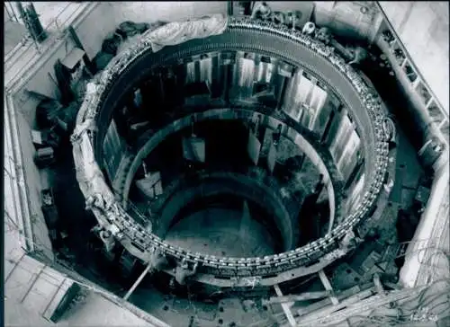 Foto Rhinau Rheinau Elsass Bas Rhin, Wasserkraftwerk, La Photothèque EDF, Henri Baranger, 1963