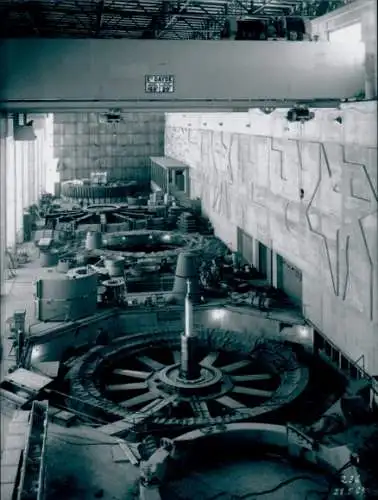 Foto Rhinau Rheinau Elsass Bas Rhin, Wasserkraftwerk, Henri Baranger, 1963, La Photothèque EDF