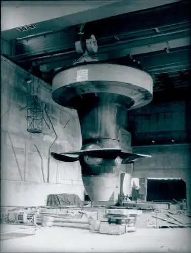 Foto Rhinau Rheinau Elsass Bas Rhin, Wasserkraftwerk, Henri Baranger 1963, La Photothèque EDF