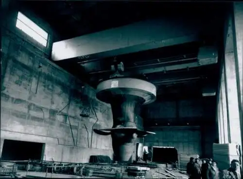 Foto Rhinau Rheinau Elsass Bas Rhin, Wasserkraftwerk, Henri Baranger 1963, La Photothèque EDF