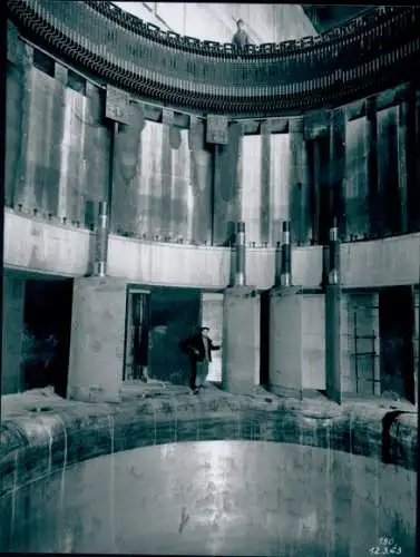 Foto Rhinau Rheinau Elsass Bas Rhin, Atomkraftwerk, Henri Baranger 1963, La Photothèque EDF