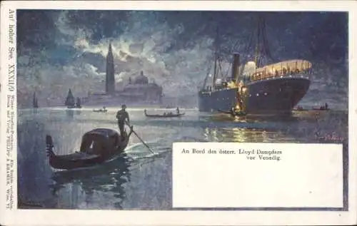 Künstler Ak Dampfer des Österreichischen Lloyd vor Venedig