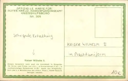Ak Kaiser Wilhelm II., Portrait in Uniform, Orden
