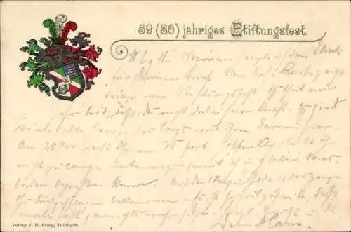 Studentika Ak Darmstadt in Hessen, Wappen eines studentischen Vereins, Stiftungsfest