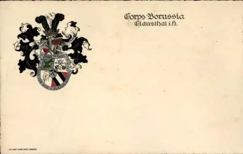 Studentika Ak Clausthal Zellerfeld im Oberharz, Wappen eines studentischen Vereins, Corps Borussia