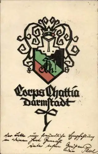 Studentika Ak Darmstadt in Hessen, Wappen eines studentischen Vereins, Corps Chattia