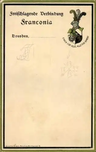 Studentika Ak Dresden, Verbindung Franconia, Wappen einer studentischen Verbindung