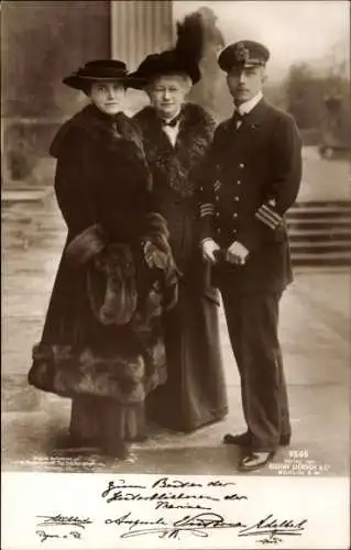 Ak Kaiserin Auguste Viktoria, Adalbert Prinz von Preußen, Adelheid von Sachsen Meiningen