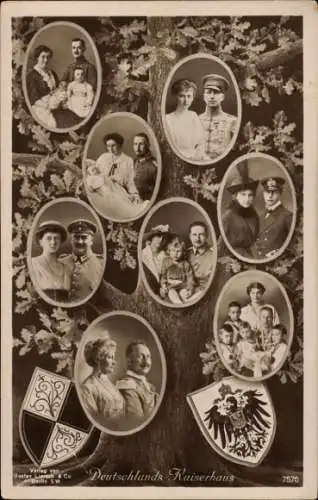 Ak Kaiserhaus unter Kaiser Wilhelm II., Kaiserin Augusta Victoria, Prinzen mit Gattinnen