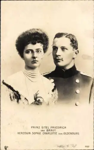 Ak Prinz Eitel Friedrich von Preußen, Herzogin Sophie Charlotte von Oldenburg, Liersch 1152