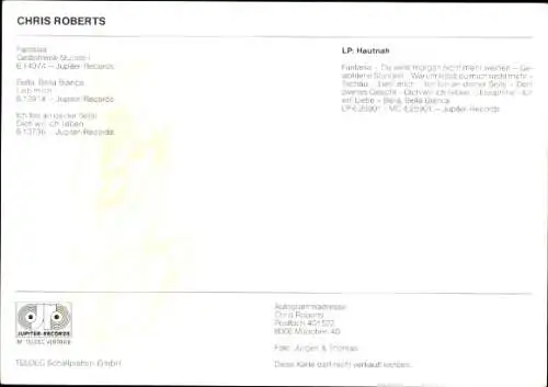 Autogrammkarte Chris Robert