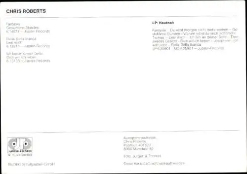 Autogrammkarte Chris Robert