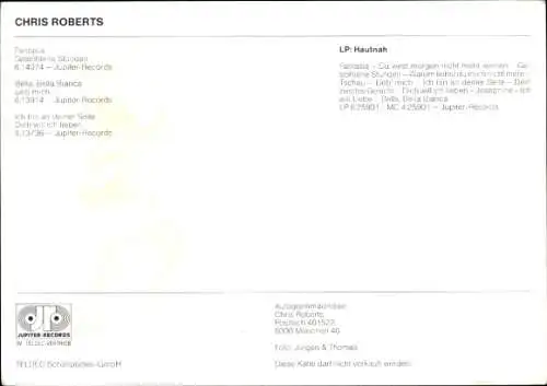 Autogrammkarte Chris Robert