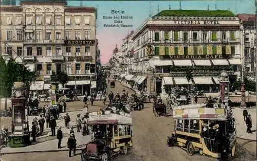 Ak Berlin Mitte, Unter den Linden, Ecke Friedrichstraße