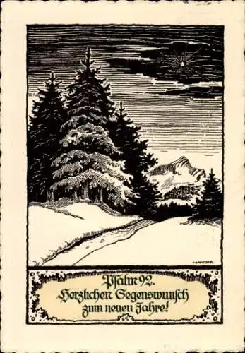 Künstler Ak Glückwunsch zum Neujahr, Psalm 92