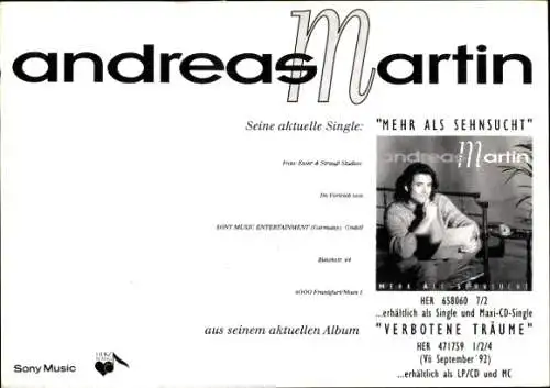 Ak Sänger Andreas Martin, Portrait, Autogramm