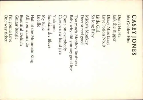 Foto Sänger Casey Jones, Autogramm