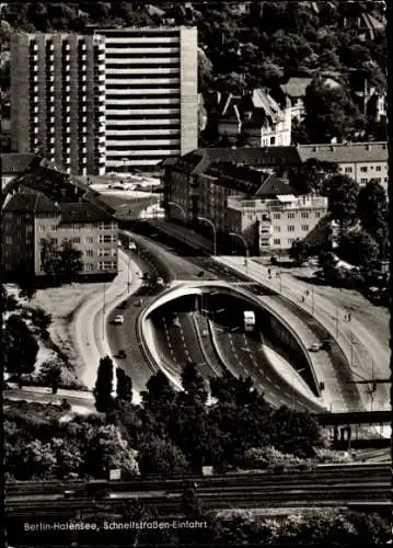 Ak Berlin Grunewald Halensee, Schnellstraßen Einfahrt, Stadtautobahn, Unterführung