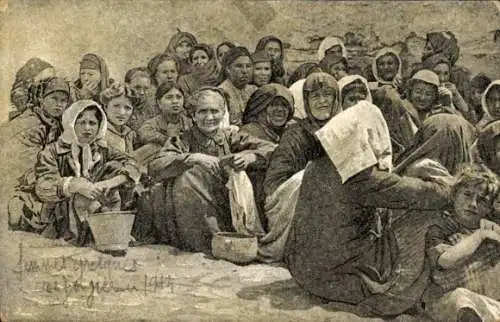 Ak Griechische Flüchtlinge aus Kleinasien, I. WK, Gruppenfoto