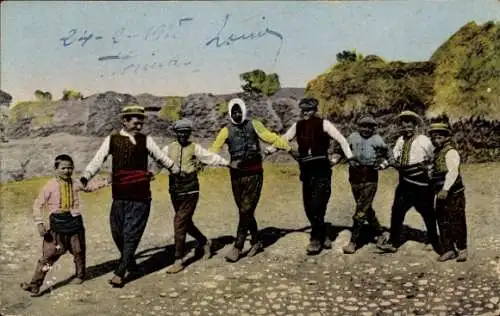 Ak Mazedonien, Tanzende junge Männer in typischer Tracht