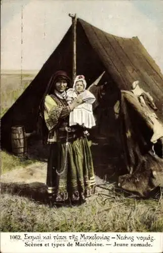 Ak Mazedonien, Scènes et types de Macédoine, Jeune nomade, Frau mit Kind