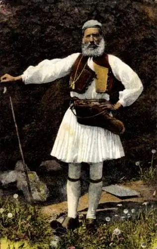 Ak Griechischer Schäfer in Tracht, Porträt