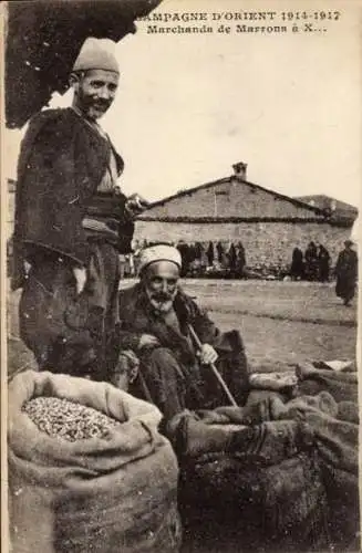 Ak Campagne d'Orient 1914-1917, Marchands de Marrons