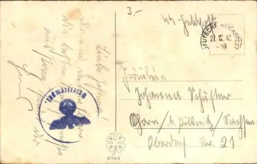 Litho Glückwunsch Neujahr, Klee, Schweine