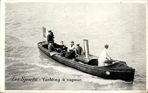 Ak Les Sports, Yachting a vapeur, Seeleute, Dampfer