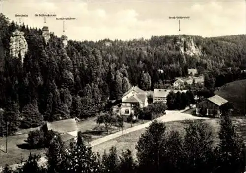 Ak Bad Schandau Sächsische Schweiz, Ortstein, Gr. Mühlwächter, Groß-Vatershu