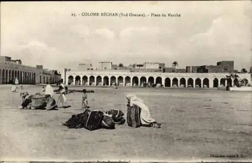 Ak Colomb Bechar Algerien, Marktplatz