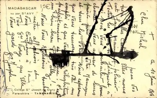 Ak Madagaskar Madagascar, Häuser, Straße