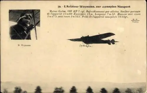 CPA L'Aviateur Weymann, monoplan Nieuport