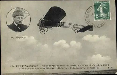 CPA M. Delagrange, Port Aviation, Grande Quinzaine de Paris 1909