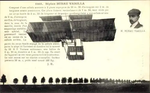 CPA M. Bunau-Varilla, Biplan