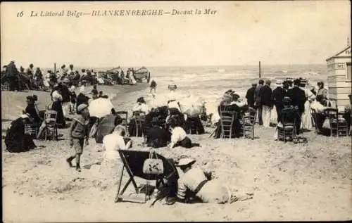 Ak Blankenberghe Blankenberge Westflandern, Badegäste am Strand
