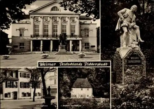 Ak Weimar in Thüringen, Shakespeare Denkmal, Schillerhaus