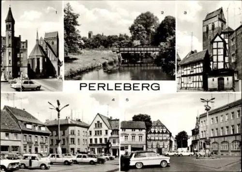 Ak Perleberg in der Prignitz, Verschiedene Ansichten von  schwarz-weiß, Text: PERLEBERG