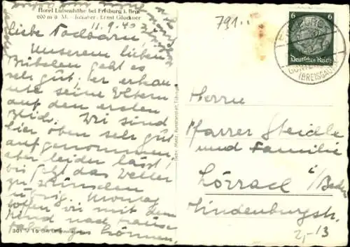 Ak Freiburg im Breisgau, Hotel Luisenhöhe