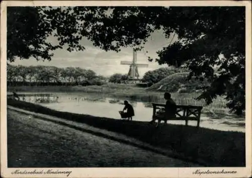 Ak Nordseebad Norderney Ostfriesland, Napoleonschanze, Windmühle