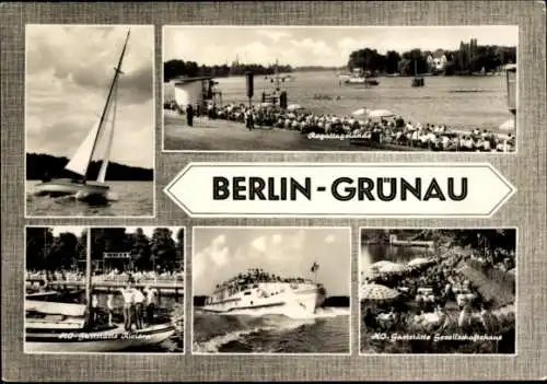 Ak Berlin Köpenick Grünau, Regaliagelände, Ausflugsschiff, KO Gaststätte Gesellschaftshaus
