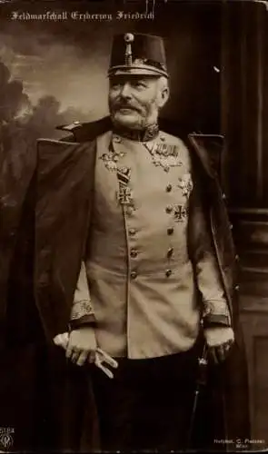Ak Feldmarschall Erzherzog Friedrich von Österreich Teschen, Portrait, Uniform, Orden