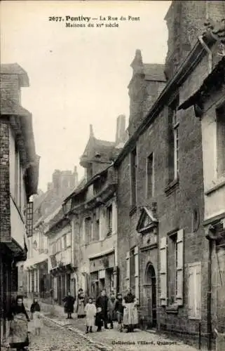 Ak Pontivy Morbihan, La Rue du Pont, Häuser aus dem 15. Jahrhundert,  Architektur
