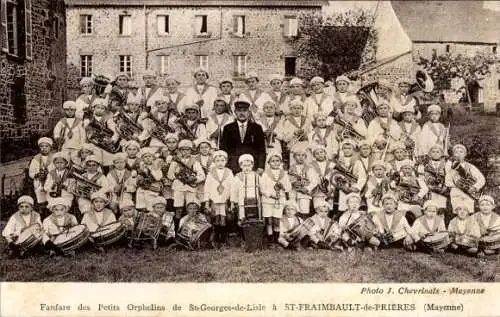 CPA Saint Fraimbault de Prières Mayenne, Fanfare des Petits Orphelins de St-Georges-de-Lisle