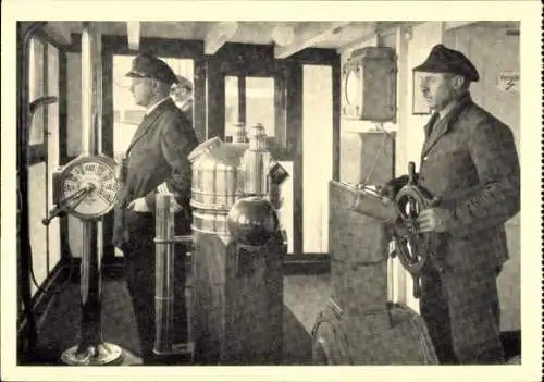 Ak Im Ruderhaus eines Poseidon Dampfers